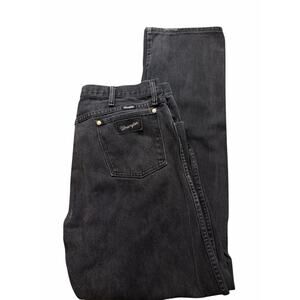 Wrangler Black Denim Jeans Mens 36x34 Straight Leg 100% Cotton Vintage Style